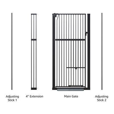 Show full view: Unipaws 56-in Tall Dog & Cat Gate with Small Hole & Extension Kit, Black, Small: 31 - 37.4 inch width slide 6 of 9