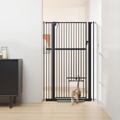 Unipaws 56-in Tall Dog & Cat Gate with Small Hole & Extension Kit, Black, Small: 31 - 37.4 inch width