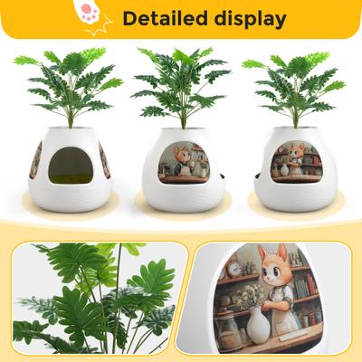 Show full view: Coziwow Copod8 3-in-1 Hidden Cat Cave Condo with Plant & Scratchers, Medium, White slide 5 of 7