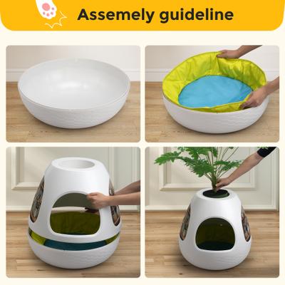 Show full view: Coziwow Copod8 3-in-1 Hidden Cat Cave Condo with Plant & Scratchers, Medium, White slide 7 of 7