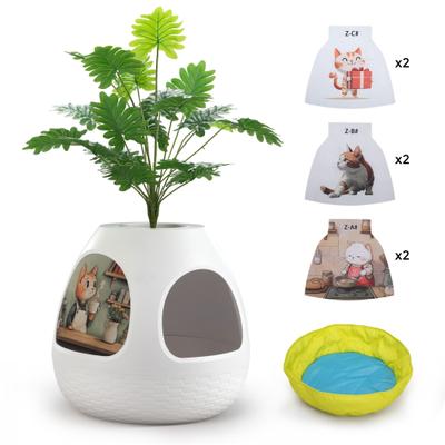 Show full view: Coziwow Copod8 3-in-1 Hidden Cat Cave Condo with Plant & Scratchers, Medium, White slide 2 of 7