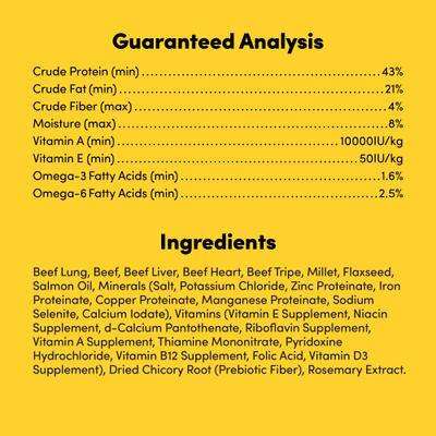 Show full view: Animals Like Us Raw100 Beef Organs Recipe Freeze-Dried Dog Food Mixer, 13-oz bag slide 5 of 8