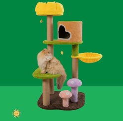Happy & Polly Jungle Enchanted World 55-in Fleece Multi-Level Cat Tree & Condo, Large