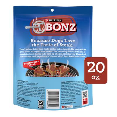 Show full view: Purina TBONZ Porterhouse Flavor Steak Shaped Adult Soft & Chewy Dog Treats, 20-oz pouch slide 3 of 8