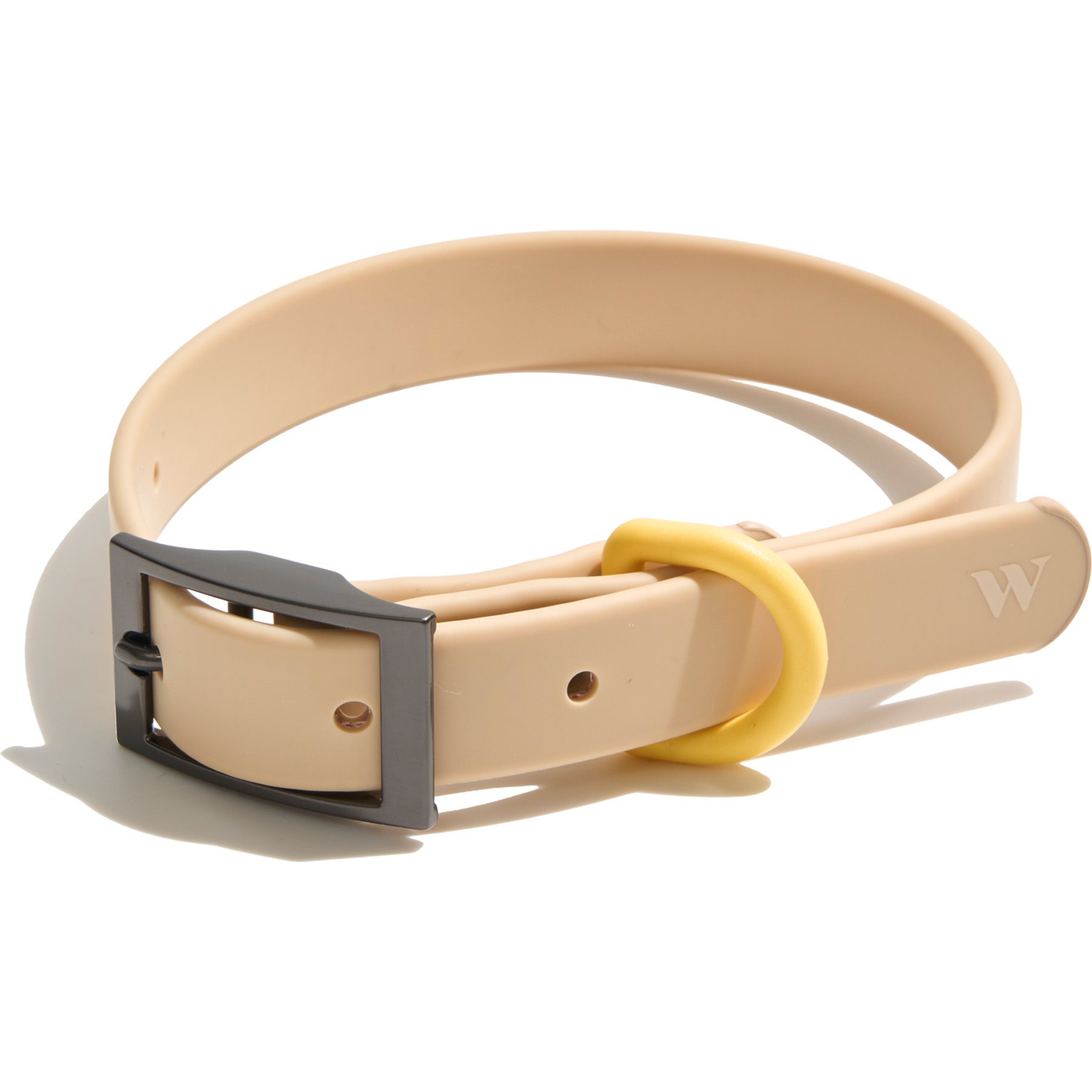 Wild One Adjustable Waterproof Flex-Poly Coated Nylon Dog Collar, Tan, Small
