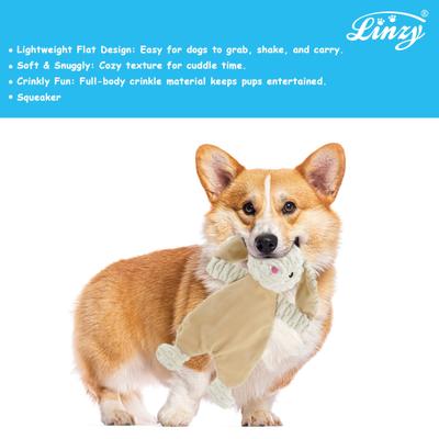 Show full view: Linzy Toys Flat Crinklez Bunny Squeaky Plush Dog Toy, 12-in, White slide 4 of 6