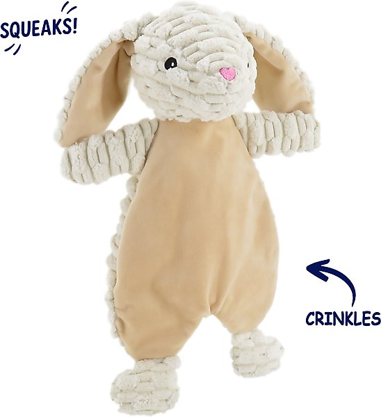 Show full view: Linzy Toys Flat Crinklez Bunny Squeaky Plush Dog Toy, 12-in, White slide 2 of 6