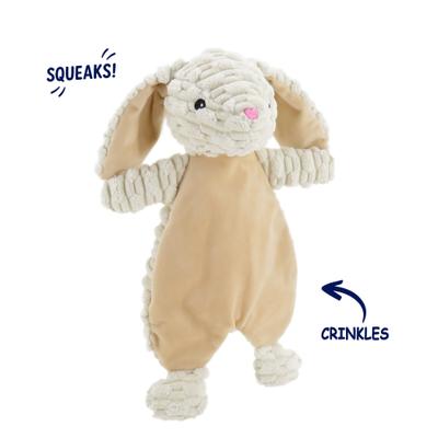Show full view: Linzy Toys Flat Crinklez Bunny Squeaky Plush Dog Toy, 12-in, White slide 2 of 6