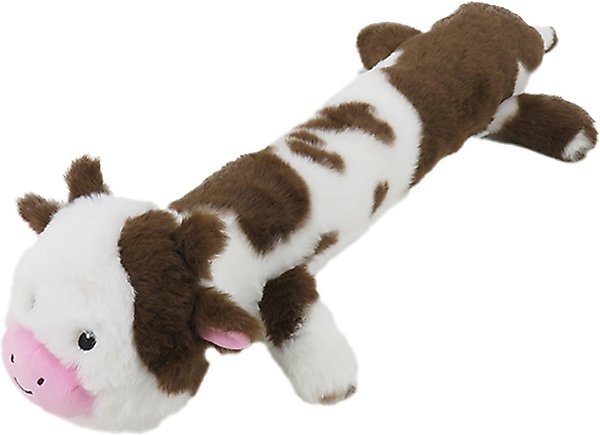 Show full view: Linzy Toys Moo-Moo Cow Squeaky Plush Dog Toy, Brown/White, 20-in slide 1 of 5