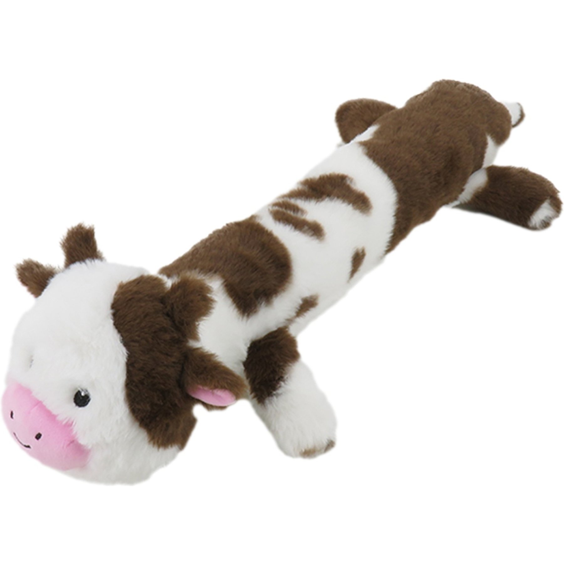 Linzy Toys Moo-Moo Cow Squeaky Plush Dog Toy, Brown/White, 20-in