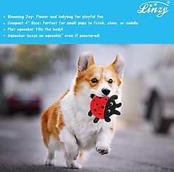 Linzy Toys Flatz Flower & Ladybug Squeaky Plush Dog Toy, Pink/Red, 4-in, 2 count slide 2 of 7