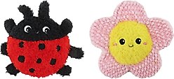 Linzy Toys Flatz Flower & Ladybug Squeaky Plush Dog Toy, Pink/Red, 4-in, 2 count