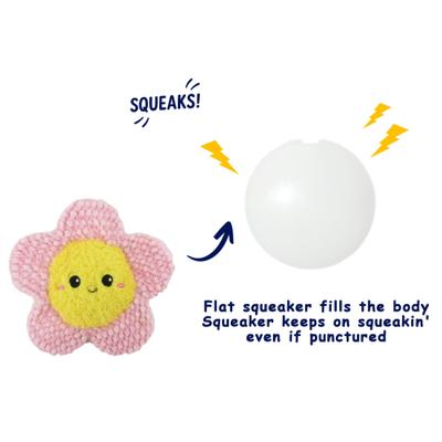 Show full view: Linzy Toys Flatz Flower & Ladybug Squeaky Plush Dog Toy, Pink/Red, 4-in, 2 count slide 2 of 7