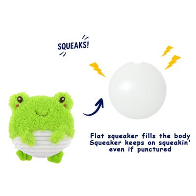 Show full view: Linzy Toys Flatz Frog & Chick Squeaky Plush Dog Toy, Green/Yellow, 4-in, 2 count slide 2 of 6