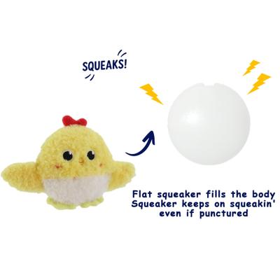 Show full view: Linzy Toys Flatz Frog & Chick Squeaky Plush Dog Toy, Green/Yellow, 4-in, 2 count slide 3 of 6