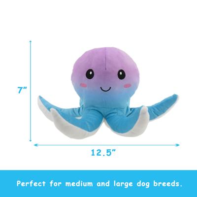 Show full view: Linzy Toys Octopus Squeaky Plush Dog Toy, Purple, 10-in slide 3 of 5