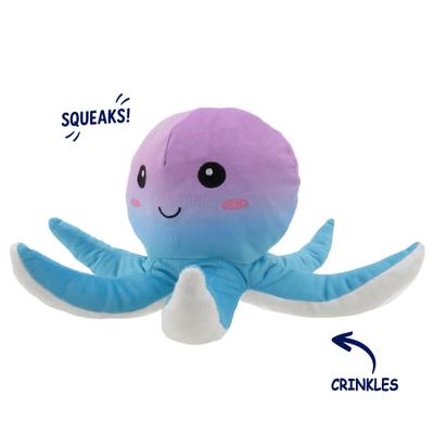 Show full view: Linzy Toys Octopus Squeaky Plush Dog Toy, Purple, 10-in slide 2 of 5