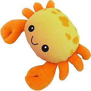 Linzy Toys Crab Squeaky Plush Dog Toy, Orange, 10-in