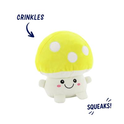 Show full view: Linzy Toys Mushroom Squeaky Plush Dog Toy, 10.5-in, Yellow slide 3 of 7