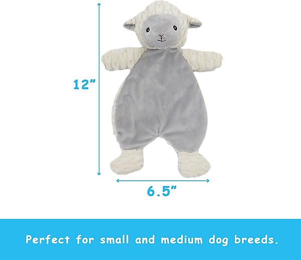 Show full view: Linzy Toys Flat Crinklez Lamb Squeaky Plush Dog Toy, 12-in, White slide 3 of 6