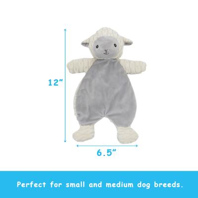 Show full view: Linzy Toys Flat Crinklez Lamb Squeaky Plush Dog Toy, 12-in, White slide 3 of 7