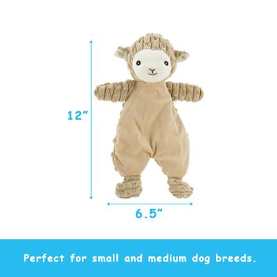 Show full view: Linzy Toys Flat Crinklez Lamb Squeaky Plush Dog Toy, 12-in, Brown slide 3 of 6