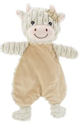 Linzy Toys Flat Crinklez Cow Squeaky Plush Dog Toy, Beige, 12-in