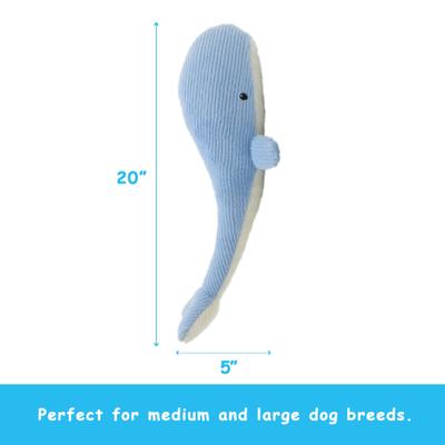 Show full view: Linzy Toys Wavy Whale Squeaky Plush Dog Toy, Blue, 20-in slide 3 of 4