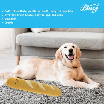 Show full view: Linzy Toys Baguette Squeaky Plush Dog Toy, Brown, 20-in slide 4 of 6