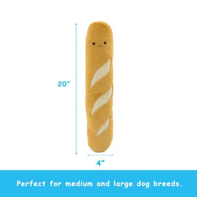 Show full view: Linzy Toys Baguette Squeaky Plush Dog Toy, Brown, 20-in slide 3 of 6