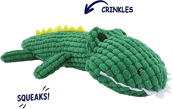 Show full view: Linzy Toys Scaly Gator Squeaky Plush Dog Toy, Green, 20-in slide 2 of 5