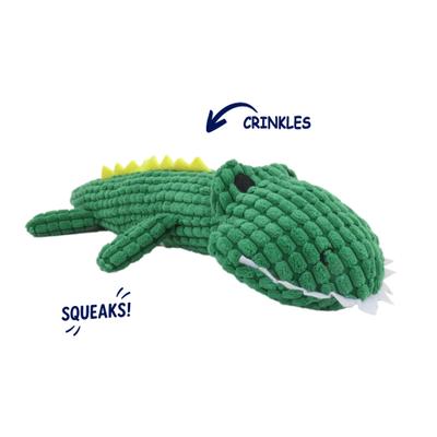 Show full view: Linzy Toys Scaly Gator Squeaky Plush Dog Toy, Green, 20-in slide 2 of 5