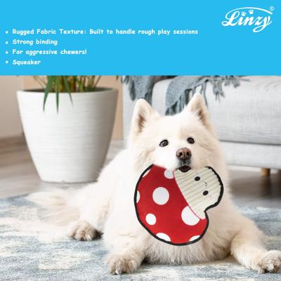 Show full view: Linzy Toys Durable Red Mushroom Squeaky Plush Dog Toy, Red, 9-in slide 4 of 7