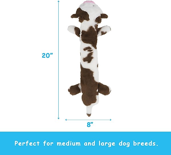 Show full view: Linzy Toys Moo-Moo Cow Squeaky Plush Dog Toy, Brown/White, 20-in slide 3 of 5