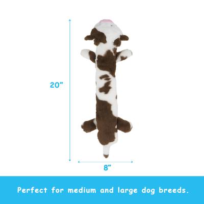 Show full view: Linzy Toys Moo-Moo Cow Squeaky Plush Dog Toy, Brown/White, 20-in slide 3 of 5
