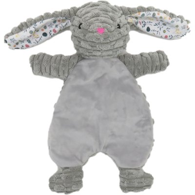 Linzy Toys Linzy Toys Flat Crinklez Bunny Squeaky Plush Dog Toy, 12-in, Gray
