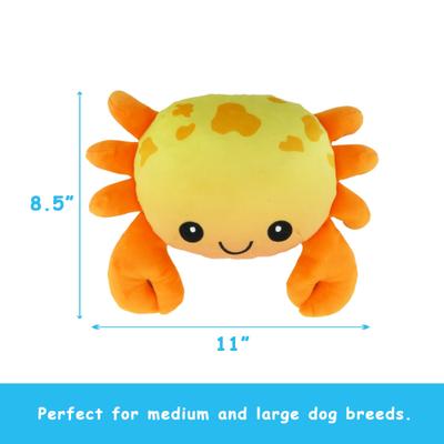 Show full view: Linzy Toys Crab Squeaky Plush Dog Toy, Orange, 10-in slide 3 of 5