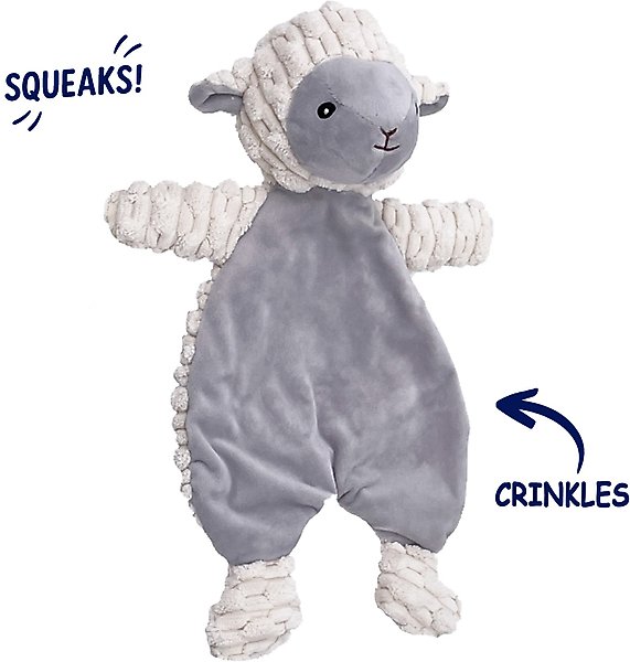Show full view: Linzy Toys Flat Crinklez Lamb Squeaky Plush Dog Toy, 12-in, White slide 2 of 6
