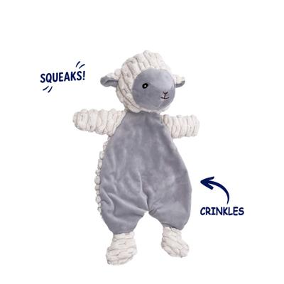 Show full view: Linzy Toys Flat Crinklez Lamb Squeaky Plush Dog Toy, 12-in, White slide 2 of 7