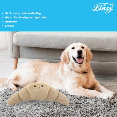 Show full view: Linzy Toys Croissant Squeaky Plush Dog Toy, Beige, 20-in slide 4 of 5