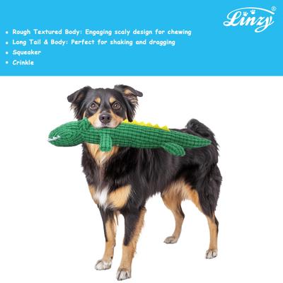 Show full view: Linzy Toys Scaly Gator Squeaky Plush Dog Toy, Green, 20-in slide 5 of 5