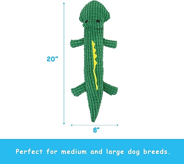 Show full view: Linzy Toys Scaly Gator Squeaky Plush Dog Toy, Green, 20-in slide 3 of 5