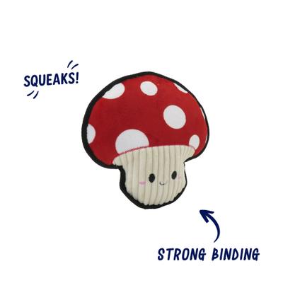 Show full view: Linzy Toys Durable Red Mushroom Squeaky Plush Dog Toy, Red, 9-in slide 2 of 7