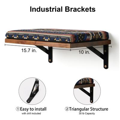 Show full view: FUKUMARU Walnut Perch with Cushion & Wall Mounted Cat Wall Shelf, Retro Brown slide 2 of 8