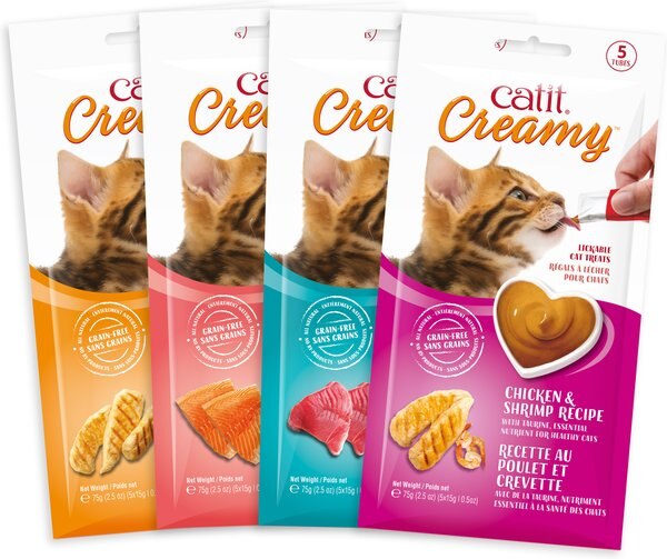 Catit Creamy Salmon Lickable Cat Treats, 0.5-oz tube, case of 5