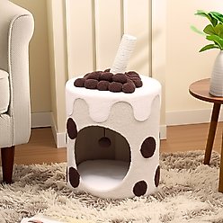 Happy & Polly Milk Tea Cup 26-in Fleece Cat Tree & Condo