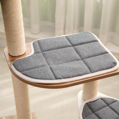 Show full view: Happy & Polly 33.9-in Fleece Natural Wooden House Cat Tree & Condo slide 7 of 10