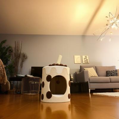 Show full view: Happy & Polly Milk Tea Cup 26-in Fleece Cat Tree & Condo slide 5 of 10