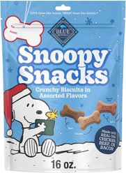 Blue Buffalo Natural Holiday Snoopy Snacks Assorted Flavors Adult Crunchy Biscuits Dog Treats, 16-oz bag