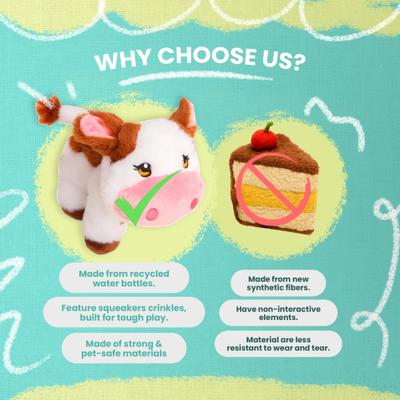 Show full view: Snugarooz Caitlin the Cow Squeaky Dog Plush Toy, White slide 6 of 7